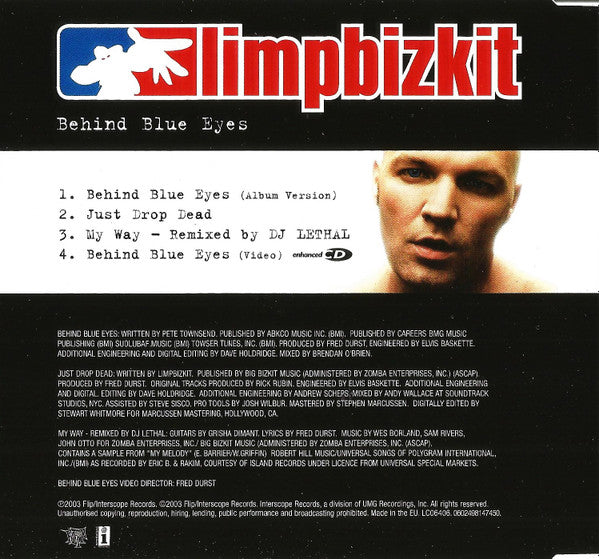 Limp Bizkit – Behind Blue Eyes - CD, Maxi-Single, Enhanced - Como Nuevo / Like New (M- / M-)