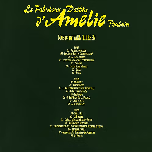 YANN TIERSEN 2xLP Amelie Motion Picture Soundtrack (Green Colour Vinyls) DELUXE