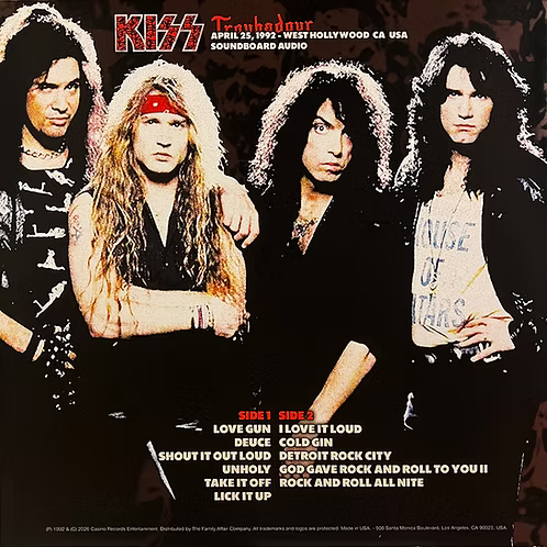 KISS LP Troubadour 1992 (Crystal Coloured Vinyl) 250 Numbered Copies