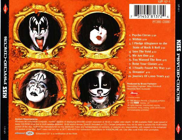 Kiss – Psycho Circus - CD - Holographic Jewel Case - 1998 - Mercury – 538 137-2 - USADO / USED (M- / M-)