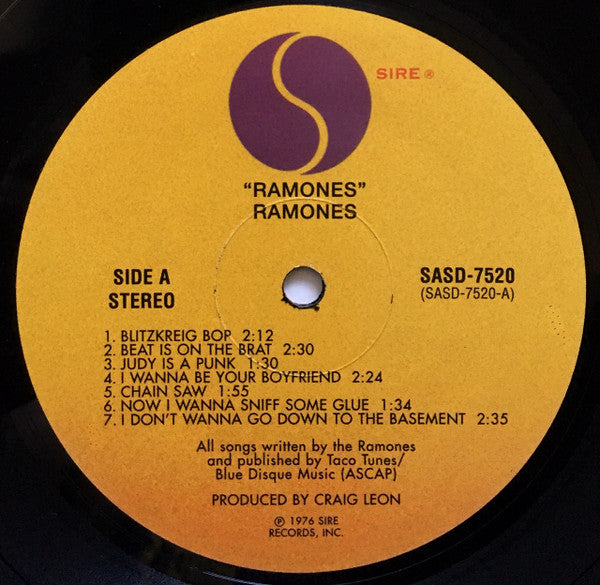 Ramones ‎– Ramones - LP - 180 gram - 2001 - Sire ‎– SASD-7520 - Vinilo Como Nuevo / Portada Muy Buen Estado (M-/VG+)