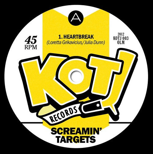 Screamin' Targets – Heartbreak - 7" - 2012 - KOTJ Records – KOTJ 003 OLM - Como Nuevo / Like New (M / M-)