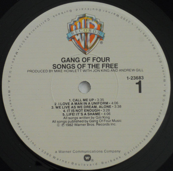 Gang Of Four – Songs Of The Free - LP - 1982 - Warner Bros. Records – 1-23683 - Vinilo Muy Buen Estado / Portada Muy Buen Estado (VG+/VG+) - DISPONIBILIDAD INMEDIATA / IMMEDIATE AVAILABILITY.