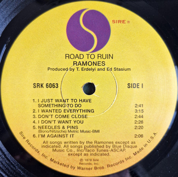 Ramones ‎– Road To Ruin - LP - 180 gram - 2001 - Sire ‎– SRK 6063 - Vinilo Como Nuevo / Portada Muy Buen Estado (M-/VG+)