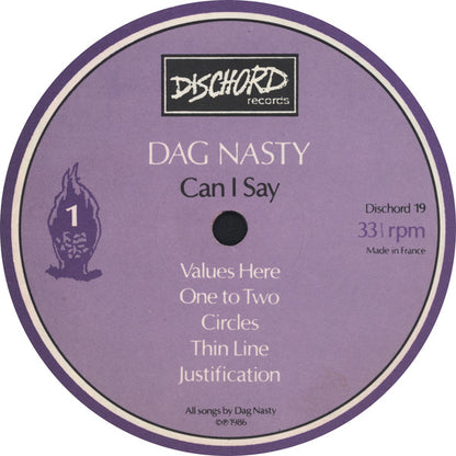 Dag Nasty – Can I Say - LP - 1986 - Repress, $6.00 From Dischord - Dischord Records – Dischord 19 - USADO / USED (M- / VG+)