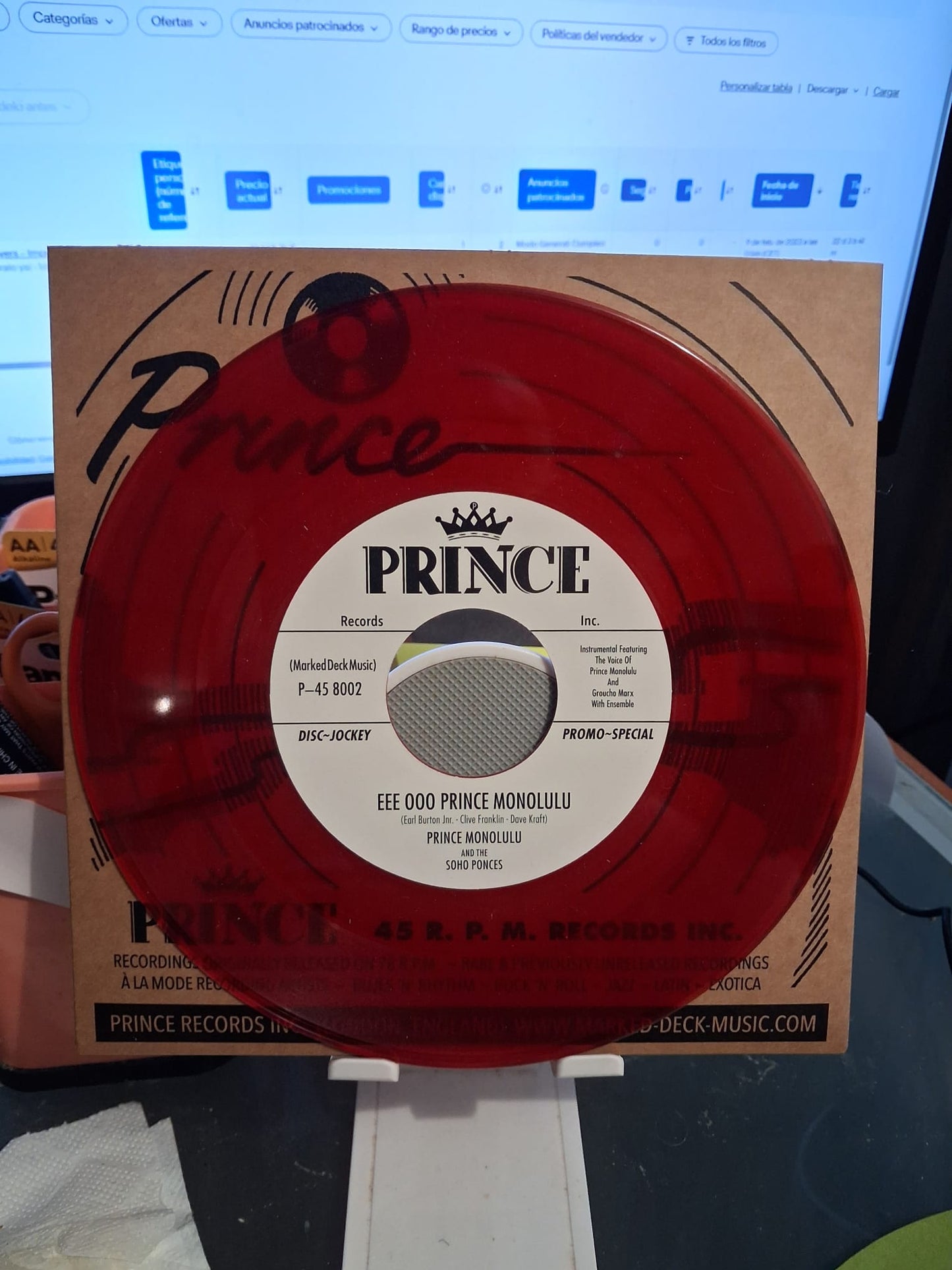 Prince Monolulu And The Soho Ponces – Eee Ooo Prince Monolulu - 7" - Rojo / Red - 2015 - Prince – P-45 8002 - Vinilo Como Nuevo / Portada Como Nueva (M-/M-)