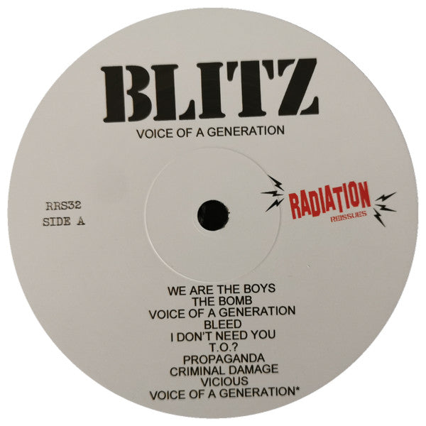 Blitz – Voice Of A Generation - LP - 2014 - Radiation Reissues – RRS32