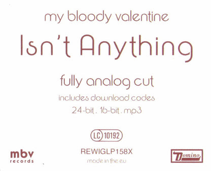 My Bloody Valentine – Isn't Anything - LP -  Deluxe Edition _ Gatefold - 2021 - MBV Records – REWIGLP158X, Domino – REWIGLP158X - NUEVO - PRECINTADO / NEW - SEALED.