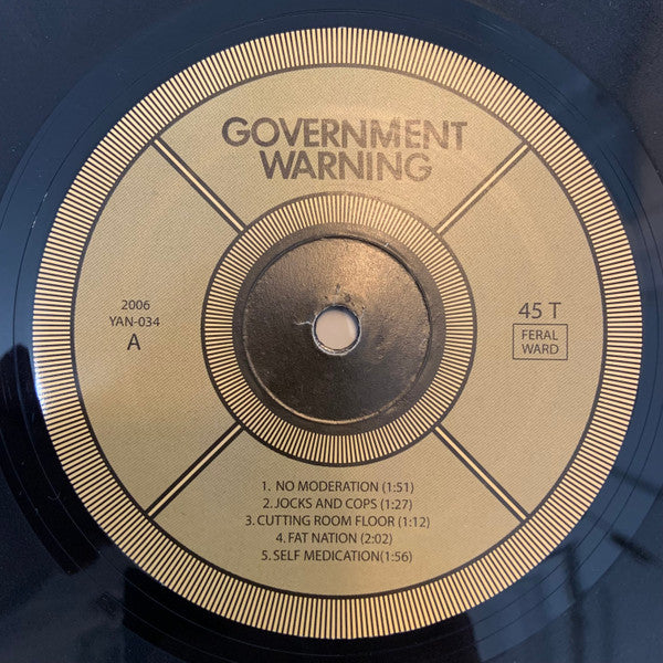 Government Warning – No Moderation - LP - 2006 - Feral Ward – YAN-0012-034-2006 - Vinilo Muy Buen Estado / Portada Muy Buen Estado (VG++/VG++).