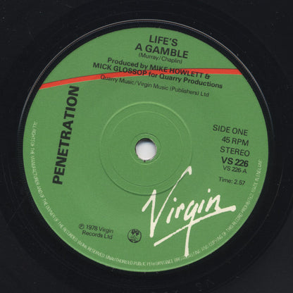 Penetration – Life's A Gamble - 7" - 1978 - Virgin – VS 226 - USADO / USED (M- / M-)