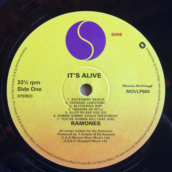 Ramones ‎– It's Alive - 2xLP - 180 grams - 2013 - Sire ‎– MOVLP900, Music On Vinyl ‎– MOVLP900 - Nuevo sin usar pero no precintado / New and unplayed but not sealed.