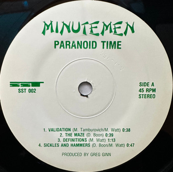 Minutemen – Paranoid Time - 7" - SST Records – SST 002 - Muy Buen Estado / Very Good Condition (M- / VG+)