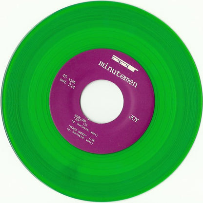 Minutemen – Joy - 7" - Verde Traslúcido / Green Translucent - 1990 - SST Records – SST 214 - Muy Buen Estado / Very Good Condition (M- / VG+)