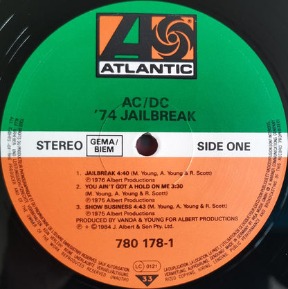 AC/DC – '74 Jailbreak - LP -  1984 - Atlantic – 780 178-1 - Vinilo Como Nuevo (M-) / Portada Muy Buen Estado (VG+)