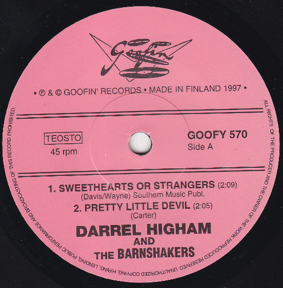 Darrel Higham & The Barnshakers – Pretty Little Devil - 7" - 1997 - Goofin' Records – GOOFY 570 - Vinilo Como Nuevo / Portada Como Nueva (M-/M-)