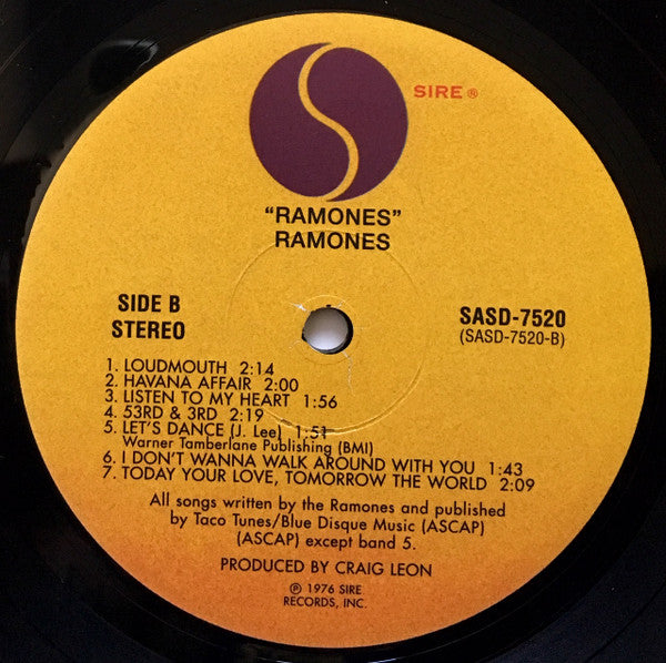 Ramones ‎– Ramones - LP - 180 gram - 2001 - Sire ‎– SASD-7520 - Vinilo Como Nuevo / Portada Muy Buen Estado (M-/VG+)