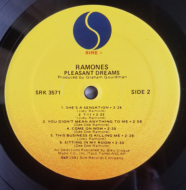 Ramones ‎– Pleasant Dreams - LP - Sire ‎– SRK 3571 - Vinilo Como Nuevo / Portada Muy Buen Estado (M-/VG+)