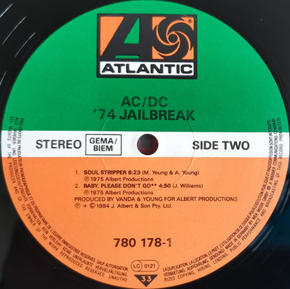 AC/DC – '74 Jailbreak - LP -  1984 - Atlantic – 780 178-1 - Vinilo Como Nuevo (M-) / Portada Muy Buen Estado (VG+)