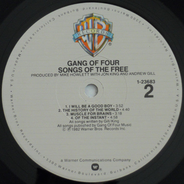 Gang Of Four – Songs Of The Free - LP - 1982 - Warner Bros. Records – 1-23683 - Vinilo Muy Buen Estado / Portada Muy Buen Estado (VG+/VG+) - DISPONIBILIDAD INMEDIATA / IMMEDIATE AVAILABILITY.