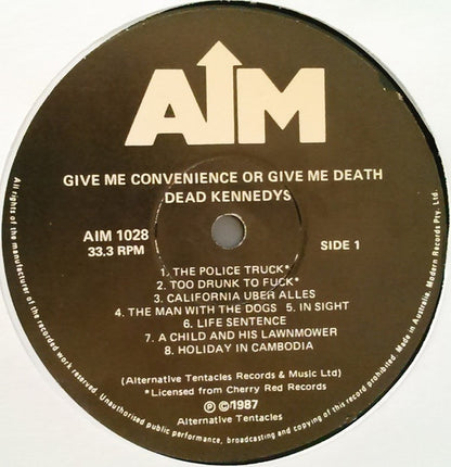 Dead Kennedys – Give Me Convenience Or Give Me Death - LP + 7" + Booklet - White Label - 1989 (Australia) - AIM – AIM 1028 - Vinilo Muy Buen Estado (VG+) / Portada Muy Buen Estado (VG+)