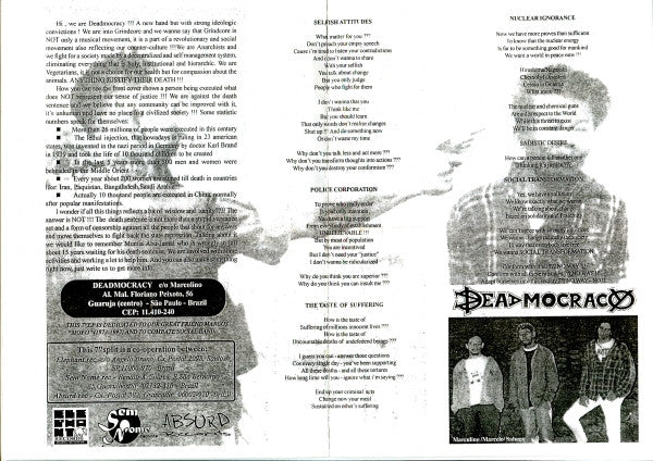 Deadmocracy / Necrose – Sadistic Desire / The End - 7" - 1997 - Elephant Records – ELE 008 - Vinilo Nuevo / Portada Como Nueva (M/M-)