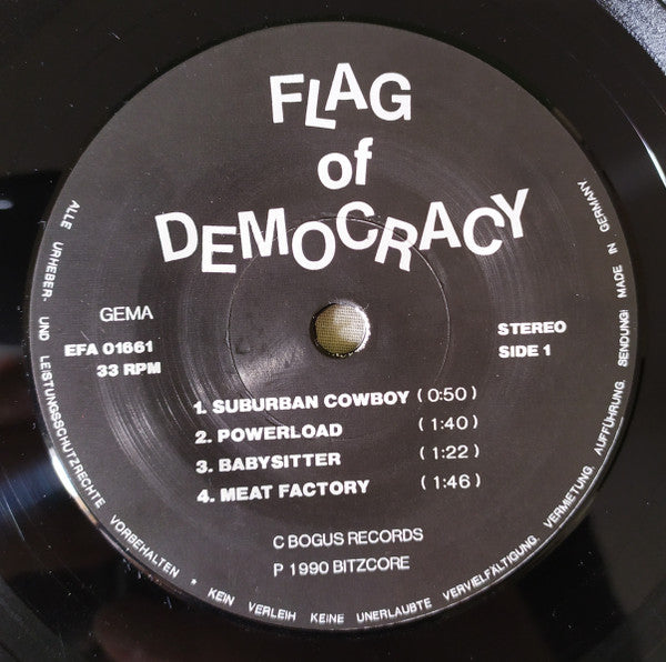 Flag Of Democracy ‎– Eight Love Songs - 7" - With Insert - 1990 - Bitzcore ‎– EFA 01661 - Muy Buen Estado / Very Good Condition (M- / VG+)